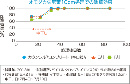 カウンシル®コンプリートの難防除多年生雑草に対する効果