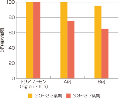 トリアファモンの高葉齢のノビエに対する除草効果