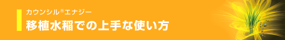 移植水稲での上手な使い方