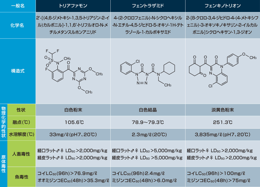 有効成分の物理化学性と安全性